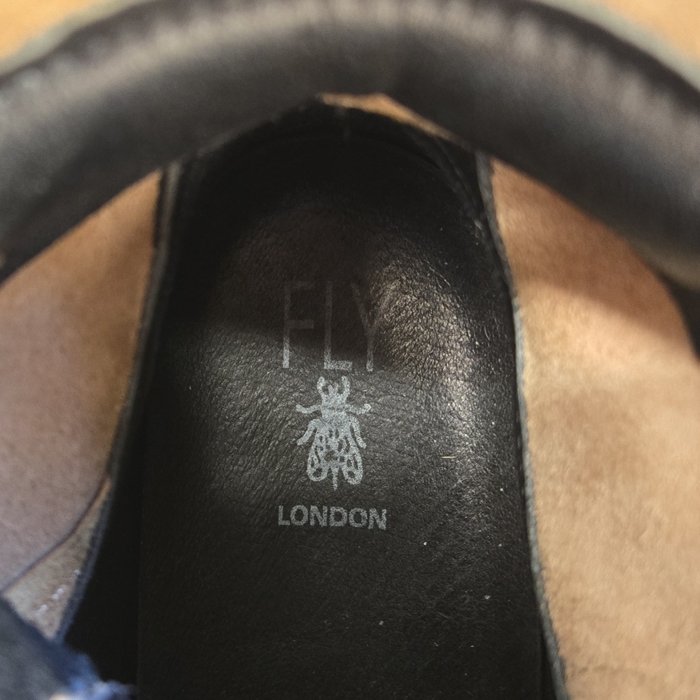 Fly London Black and Burgundy Combat Boots - Picture 11 of 16